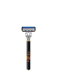 1 Handle+18Pcs Replaceable Blade Men Manual Safety Razor,Street Graffiti Orange Letter Print Non-Slip Shaver,6-Layer Stainless Steel Blades,Lubricating Strip Smooth Shaving For Beard Face Travel Men Grooming Tool - A - View 8