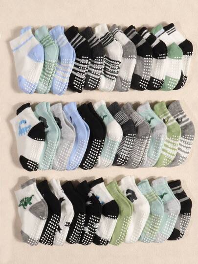 10 Pairs Random Assorted Kids Dinosaur Anti-Slip Floor Leg Warmers, Breathable Low-Cut Toddler Walking Leg Warmers With Non-Slip Dots, Baby Leg Warmers Set