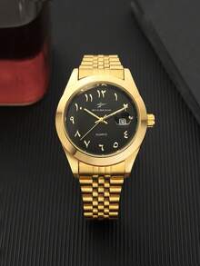 RICECGO Stylish Men's Business Watch, Stainless Steel, A Accessory For Men; The Perfect Holiday Gift For Family And Friends - Gold - View 4