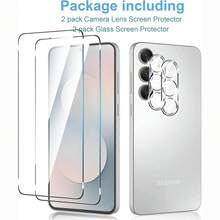 Compatible With Samsung Galaxy S26/S26+/S26Ultra, S25/25+/25 Ultra, S24/S24 Plus/S24 Ultra, High Definition Tempered Glass Screen Protector 3D Transparent, Tempered Glass Transparent High Definition Lens Protector 9H, Scratch-Resistant, Bubble-Free, Camera Lens Protector, Camera Lens Protective Film, Protective Pad, Supports Fingerprint Unlock - Clear - View 9