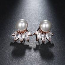 1 Pair Elegant Fashion Cubic Zirconia Stud Earrings Suitable For Women's Daily, Party, Holiday Wear - White Gold - View 3