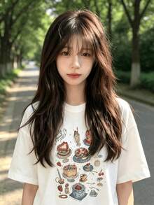200g 100% Cotton T-Shirt, 2026 Summer Fashion Print Short Sleeve T-Shirt, Couple Style, Innerwear, Outerwear - White - View 4
