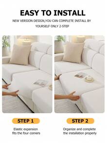 1pc Solid Color Elastic Jacquard Sofa Cushion Cover, L-Shaped Sectional Sofa Cover, Independent Sofa Back Cushion Cover, Dirt-Resistant & Non-Slip & Easy To Wash, Suitable For Living Room Decor, Furniture Protection Cover, Multiple Size Options - Pearl White - View 11