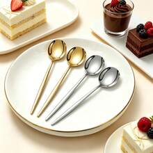 2/4/6/12/24pcs Stainless Steel Small Coffee Spoon And Dessert Spoon Set, 5.11 Inch/13cm, Dessert Cutlery Set, Elegant Tableware, Suitable For Home, Kitchen, Restaurant And Holiday Gifts, Suitable For Tea, Coffee, Dessert, Afternoon Tea, Back To School - Black and Gold - View 4