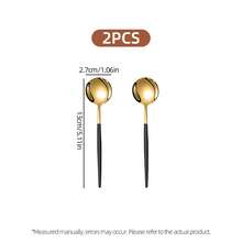2/4/6/12/24pcs Stainless Steel Small Coffee Spoon And Dessert Spoon Set, 5.11 Inch/13cm, Dessert Cutlery Set, Elegant Tableware, Suitable For Home, Kitchen, Restaurant And Holiday Gifts, Suitable For Tea, Coffee, Dessert, Afternoon Tea, Back To School - Black and Gold - View 11