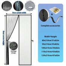 Heavy Duty Magnetic Screen Door, Black Striped Door Curtain, Suitable For Ventilation And Mosquito Prevention, Ideal For Indoor/Outdoor Use, Home Door Mosquito Net, The Best Insect Protection In Summer - A - View 15