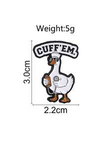 1件卡通可愛鵝護士琺瑯胸針，血壓計與「CUFF'EM」文字徽章，時尚配件，醫護人員最佳禮物 - 彩色 - 查看 3