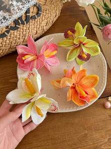 4 piezas/1 pieza Pinzas para el cabello de mujer con flores de hibisco hawaiano en blanco, rosa, naranja y verde, pinzas para el cabello de plástico ligero con forma de flor para la playa, pinzas para el cabello de estilo minimalista elegante y multifuncional de unicolor, accesorios para el cabello para el baño adecuados para salidas diarias, casual, fiesta, viaje, vacaciones en la playa, peinado, coleta, moño, lavado de cara, baño, maquillaje, combinar con atuendos, accesorios para el cabello, tocados, pinzas para el cabello - Multicolor - Ver 11