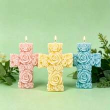 1pc Rose Flower Candle Holder Silicone Mold, Home Decor/Gift Ornament Plaster Mold, Handmade Epoxy Resin Casting Mold, Artistic Decorative Clay Plaster Mold - A-White - View 2