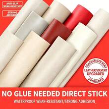 1 Self-Adhesive PVC Leather Repair Patch, Leather Repair Tape, Suitable For DIY Repair Of Sofas, Chairs, Tables, Handbags, Shoes And Motorcycle Seats, Available In Black/Cream/Brown/Grey/Orange/Khaki - 50x200cm/19.7x78.8in - View 1