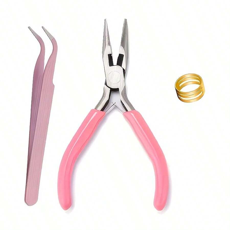 KLONKEE 1件/2件/3件 粉色尖嘴鉗、1件鑷子、1件開環手工工具 DIY 珠寶配件 珠寶鉗套組,適用於珠寶製作與維修工具 - A - 查看 1