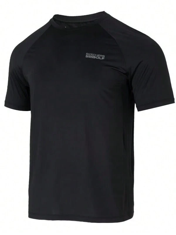 Skechers Men's Golf Collection Side-Seam Mesh Raglan Cooling Quick-Dry Crew Neck Short Sleeve T-Shirt - Black - View 1