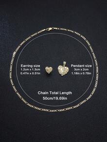 2Pcs Romantic Catholic Faith Heart Jewelry Set, Textured Hammered Guadalupe Pendant Necklace & Matching Heart Stud Earrings For Women - Religious  Heart Set - View 6
