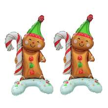Standing Base Christmas Candy Cane Gingerbread Man Balloon Christmas New Year Party Decoration Aluminum Foil Balloon - Multicolor - View 6