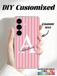 1 pieza Funda de teléfono personalizada con diseño a rayas de familia, amigos, parejas y firma de texto pequeño, funda de teléfono transparente a prueba de caídas, compatible con Samsung S26 Ultra/S26/S25 Ultra/S24 Ultra/A17/A07 y otros modelos de teléfonos Android, regalo personalizado ideal para novio, novia, familia, amigos, parejas, amantes de mascotas en cumpleaños, graduación, boda, baile de graduación - transparente - Ver 1