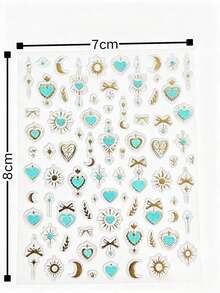 1pc/2pcs Fresh Bohemian Style Blue & Gold Heart Transparent PET Stickers, Featuring Vintage Elements Like Stars, Moons, Bows, And Magic Wands, Exquisite Gold Foil Lines, Thin And Transparent With No Residue After Removal, Suitable For Phone Cases, Water Bottles DIY, Gift Box Decoration, Versatile Patterns For Free Matching, Easily Create A Romantic Dreamy Exotic Atmosphere - Blue Gold Heart - View 7