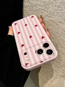 1件新款INS風條紋愛心圖案側面3D愛心手機殼，適用於Apple 17/17Pro/17ProMax/16/16Pro/16ProMax/16Plus/15/15Plus/15Pro/15ProMax/14/14Plus/14Pro/14ProMax/13/13Pro/13ProMax/12/12Pro/12ProMax/11/11ProMax/XR/XSMAX/7G/8plus/Galaxy S26/S26 Ultra/S26 Plus/S25/S25 FE/S24/S23/S22/A05/A10S/A12/A13/A16/A15/A35/A36/A20/A50/A55/A56，防摔防震保護殼 - 彩色 - 查看 4