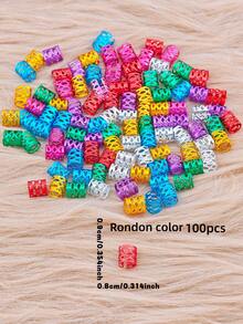100pcs Multi-Color Hair Accessories Set, Suitable For Braids & Dreadlocks, Includes Beads, Hair Ties, Clips And Adjustable Metal Headbands - Multicolor - View 8