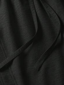 Blueprint Man 1pc Men's Black Shorts, Drawstring Elastic Waist 3D Segmented Line Shorts, Linen-Like Fabric, Comfortable & Breathable, Machine Washable & Dry Cleanable, Old Money Style Business Casual Men's Shorts, Spring/Summer Commute, Light Business - Black - View 7