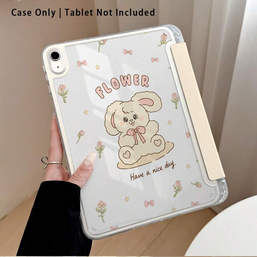 白色兔子、花卉與其他圖案彩繪效果平板保護殼附支架,適用於 Honor 8/9/10/X8/X8A/X9/X8Pro/X9Pro 及其他機型 / MatePad SE 11 吋 / MatePad 11 吋 / 11.5 吋 / MatePad Pro / Apple 10代/11代 2025 (A16) / Galaxy Tab A7/A9 及其他熱門機型 - 款式13 - 查看 1
