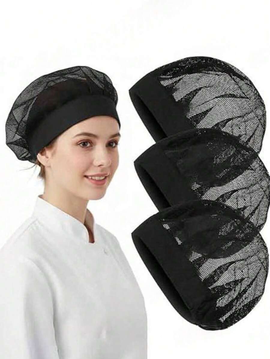 3 Buah Topi Koki Wanita, Topi Koki Masak yang Dapat Diatur, Jaring Rambut untuk Layanan Makanan, Topi Koki Dapur yang Dapat Digunakan Kembali - Dapat Digunakan Kembali dan Dicuci - MultiWarna - View 1