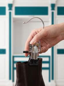 20/10/1pc Stainless Steel Multi-Function Clips Hooks, Multi-Purpose Space-Saving Hanging Rack, 360° Rotating Portable Storage Clip, Back To School Essential, Heavy-Duty Clothing Hook, Non-Slip Coating, Suitable For Closet, Travel (Black) - Multicolor - View 7