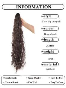 26 Inch Deep Brown Water Wave Curly Ponytail Hair Bundle, Soft And Natural, Suitable For Women - Multicolor - View 7