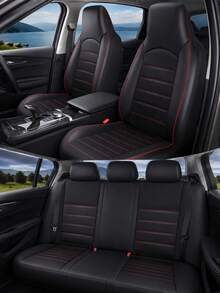 5-Seater/2-Seater/1-Seater Classic Universal PU Leather Front Car Seat Covers, Full Coverage PU Leather Front Seat Covers, High Back Bucket Seat Covers - Suitable For Most Cars - Line - View 10