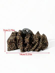 1件裝 女款 14cm/5.51英吋 素色布藝豹紋雲朵雙面蝴蝶結大號髮夾，適合日常/約會/通勤的多功能髮飾 - 彩色 - 查看 7