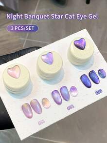 annies 5g Aurora Night Banquet Star Cat Eye Gel 3 Cores Conjunto Gel Magnético Brilhante Noite Banquete Gato Esmalte de Unhas 1 Peça/3 Peças - Multicolorido - Visão 10