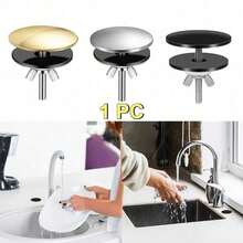 1pc Sink Tap Hole Cap,Stainless Steel Flat Tub Drain Stopper, Easy Install Leak-Proof Plug, For Bathtub And Kitchen Basin, Decorative Odor-Proof Cover, Multi-Purpose Hole Plug - A - View 1