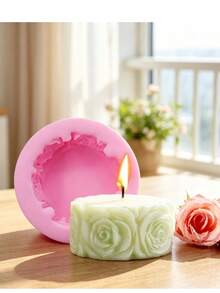 玫瑰花環蠟燭矽膠模具 家居裝飾/禮品飾品石膏模具，手工環氧樹脂鑄造模具，藝術裝飾黏土石膏模具 - C-粉紅色 - 查看 3
