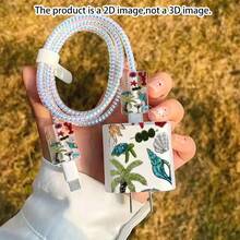 1組海星珊瑚海馬藍色海洋元素，適用於Apple充電器保護殼，相容Apple 18-20W - 彩色 - 查看 4