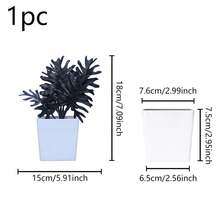 1/2 Pot 7inch (H) Artificial Monstera Leaf Black Planter Home Halloween Party Desktop Scene Decoration Ornament - Black - View 13