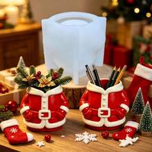 SUPWANPENG Santa Claus Clothes, Christmas Dress Pocket, Top Half Body Flower Pot Silicone Mold, Christmas Red Clothes Green Plant Cement Flower Pot DIY Resin Storage Mold, Easy Demolding And Reusable, Suitable For DIY Resin, Plaster, Clay, Concrete, Cement Crafts Silicone Mold, Easy Demolding, Suitable For Various Holiday Gifts And Home Decor. - A - View 4