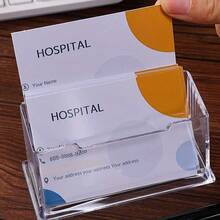 2pcs Transparent Acrylic Business Card Holder, Single Slot Large Capacity Desktop Card Organizer, Suitable For Office Business Desk Stationery - 2-pack - View 5