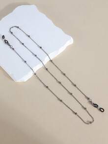 1pc Gun Black Vintage Metal Bead Glasses Chain, Minimalist Chain Design, Unisex Daily Commute Travel Versatile Eyewear Accessory - Gun Black - View 4