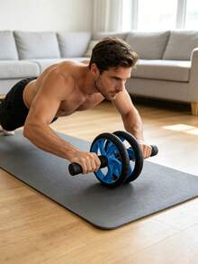 Non-Slip Dual Wheel Ab Roller, Comfortable Handle, Portable Abdominal Workout Equipment, Suitable For Abdominal And Full Body Core Muscle Training, Unisex Fitness Accessory, Suitable For Home Workout And Gym Use - Multicolor - View 1