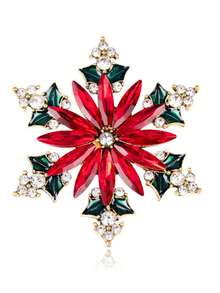 1pc Designer Exquisite Flower Brooch, Fashionable Elegant Women's Cardigan Coat Brooch Accessory - Red - View 7
