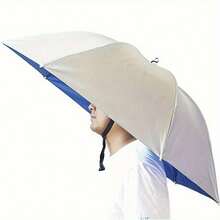 1pc Adjustable Headwear Umbrella Hat, Expanded Canopy (30.3 Inches), Suitable For Fishing, Camping And Gardening. Windproof ABS Material, Elastic Neck Strap, Compact Foldable Design, No Battery Required - Multicolor - View 2