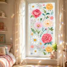 3D Rainbow Window Privacy Film, Colorful Plant & Floral Static Cling Glass Sticker, Removable Heat Insulation & Sunshade, Suitable For Kitchen, Living Room, Car Sunroof - Flower Glass Sticker - View 3