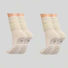 2/4/6/8 Pairs Women's Pilates Slouch Crew Yoga Socks, Non-Slip Grip For Ballet Dance And Hospital Workout - Multicolor - View 22