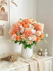 1pc Artificial Silk Hydrangea Daisy Ball, Suitable For Spring/Autumn Decoration, Home Decor, Wedding Decor, Room Decor, Balcony Decor, Restaurant Decor, Bedroom Decor, Bathroom Supplies, Party Decor, New Year Decor - Orange - View 7