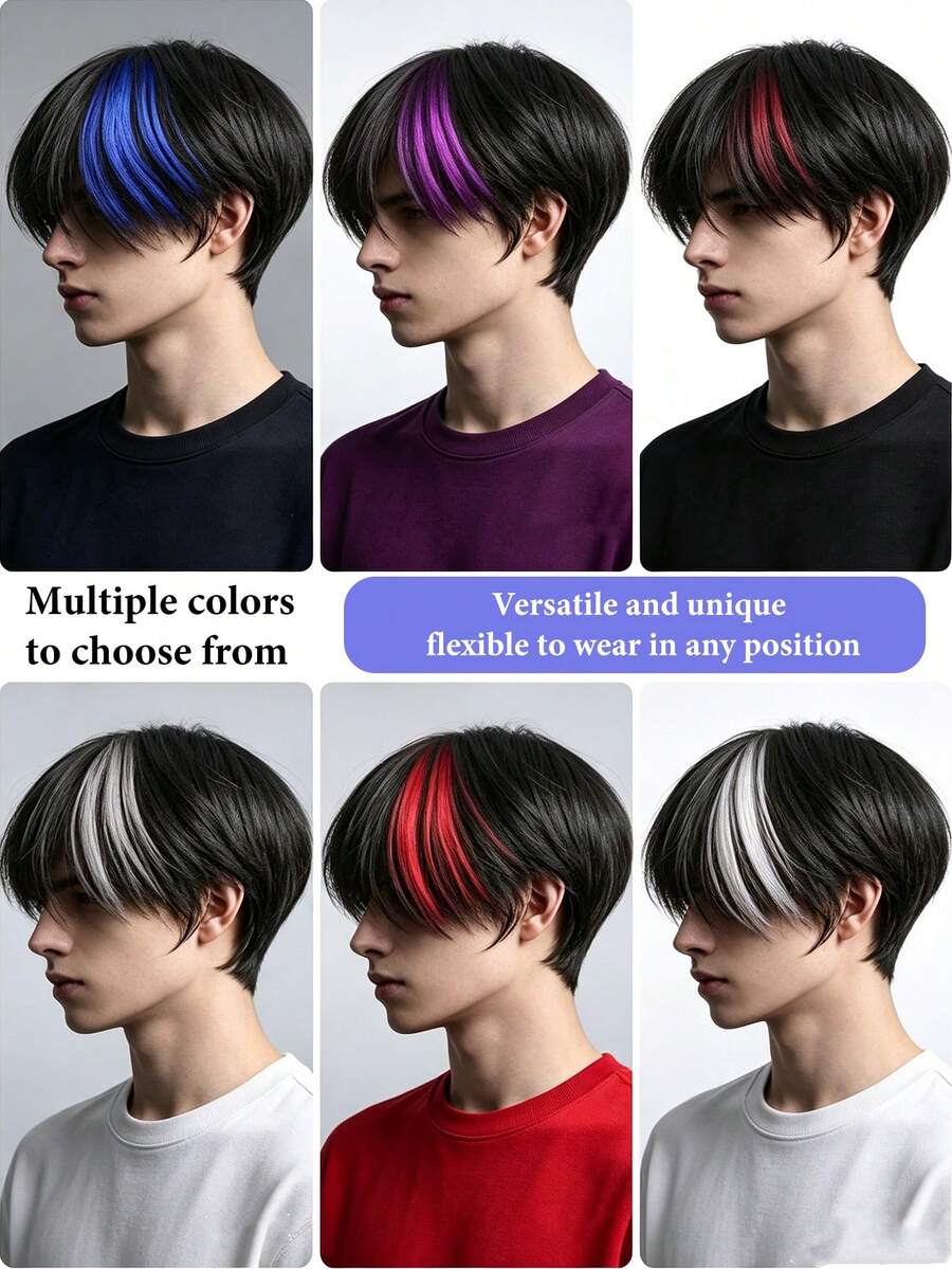 Synthetic Hair Clip-In Volume Booster, Short Thick Hair Extension Piece, For Men With Thin Hair To Add Volume, 5 Inches, Multiple Colors
