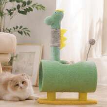 Dopamine Home Decor Pet Style Macaron Color All-In-One Cat Tree, Includes Comfortable Cat Bed And Hanging Tea Ball, Double Layer Minimalist All-In-One Cat Tree - Mint Green - View 1