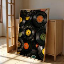 1pc Retro Vinyl Record Suitable For Living Room - Horizontal Vintage Music With Vinyl Album, Frameless Canvas Print For Housewarming Gifts - A - View 6