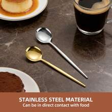 2/4/6/12/24pcs Stainless Steel Small Coffee Spoon And Dessert Spoon Set, 5.11 Inch/13cm, Dessert Cutlery Set, Elegant Tableware, Suitable For Home, Kitchen, Restaurant And Holiday Gifts, Suitable For Tea, Coffee, Dessert, Afternoon Tea, Back To School - Black and Gold - View 5