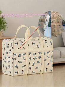 Large Capacity Clothing Storage Bag, Made Of Thick And Durable Polyester Fabric With Cute Dog Pattern. Foldable Design Saves Space, Equipped With Portable Handle, Suitable For Travel, Moving And Organizing Clothes, Bedding And Miscellaneous Items. Practical Home Storage Bag, Suitable For Holiday Essentials, Fashionable Room Decor And Matching Plush Toys. - Multicolor - View 8