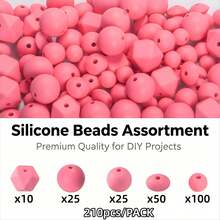 210pcs/Set Macaron Silicone Beads Mix Set Focal Spacer Beads DIY Jewelry Craft Accessories For Necklace Bracelet Keychain ID Lanyard Beading Supplies - Mixed Set a - View 17
