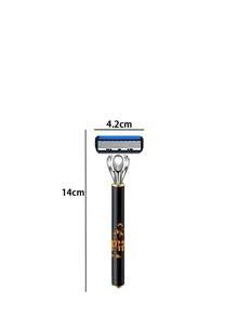 1 Handle+18Pcs Replaceable Blade Men Manual Safety Razor,Street Graffiti Orange Letter Print Non-Slip Shaver,6-Layer Stainless Steel Blades,Lubricating Strip Smooth Shaving For Beard Face Travel Men Grooming Tool - A - View 6